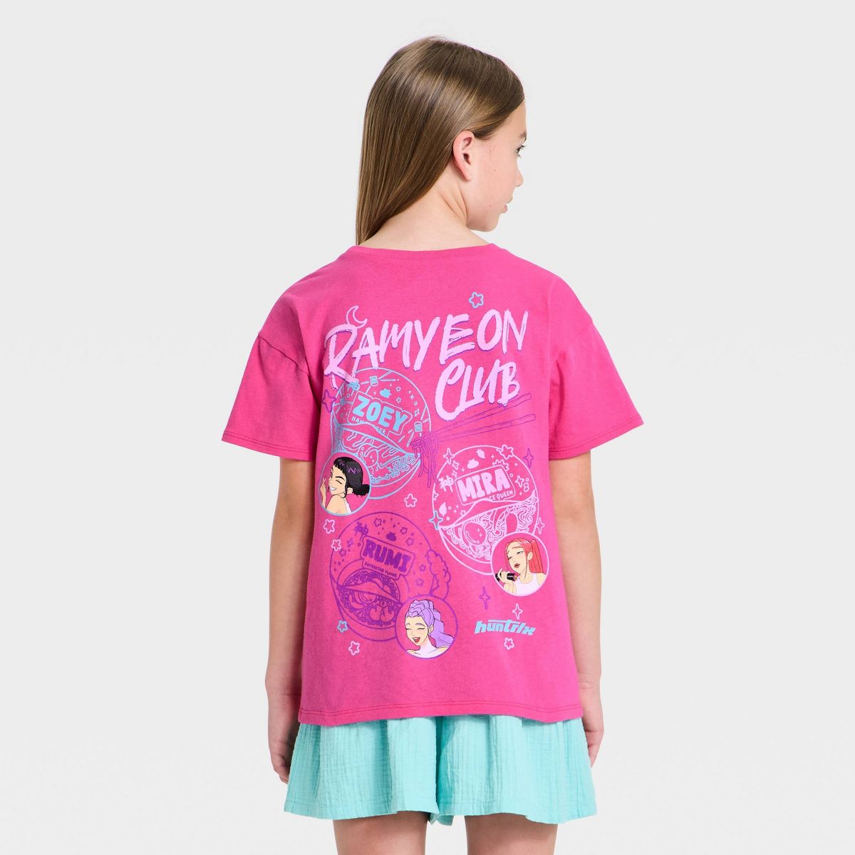 Girls' KPop Demon Hunters "Ramyeon Club" Short Sleeve T-Shirt - Pink - thumbnail 3