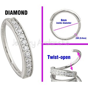 Jewelry Avalanche Solid 20G 14K Gold Prong Set 11-Stone Diamond Nose Ring - 1 of 4