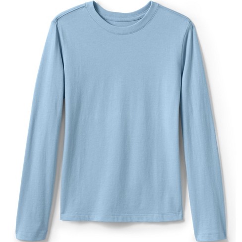 Basic Cobalt Blue Crew Neckline Long Sleeves Cotton T-Shirt