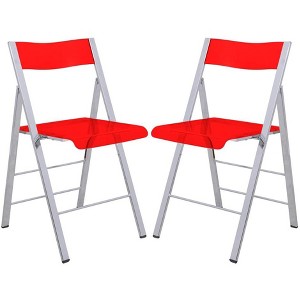 LeisureMod Menno Series Folding Chair with Stainless Steel Frame, Set of 2 - 1 of 4