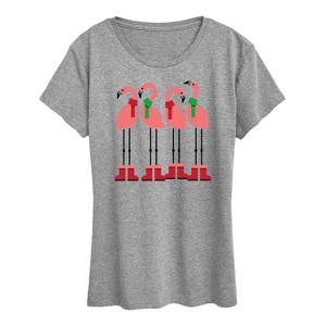 Women's - Instant Message - Winter Flamingos Short Sleeve Graphic T-Shirt - 1 of 4