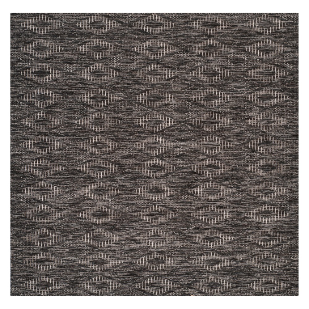 6'7in x 6'7in Bolton Square Outdoor Rug Black - Safavieh