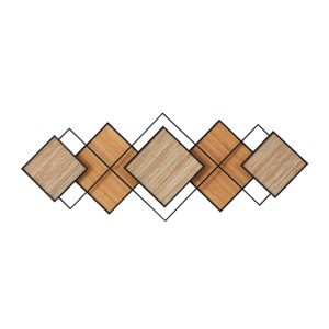 16" x 43" Bamboo Geometric Overlapping Diamond Wall Decor with Metal Wire Brown - Olivia & May - 1 of 4