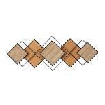 16" x 43" Bamboo Geometric Overlapping Diamond Wall Decor with Metal Wire Brown - Olivia & May