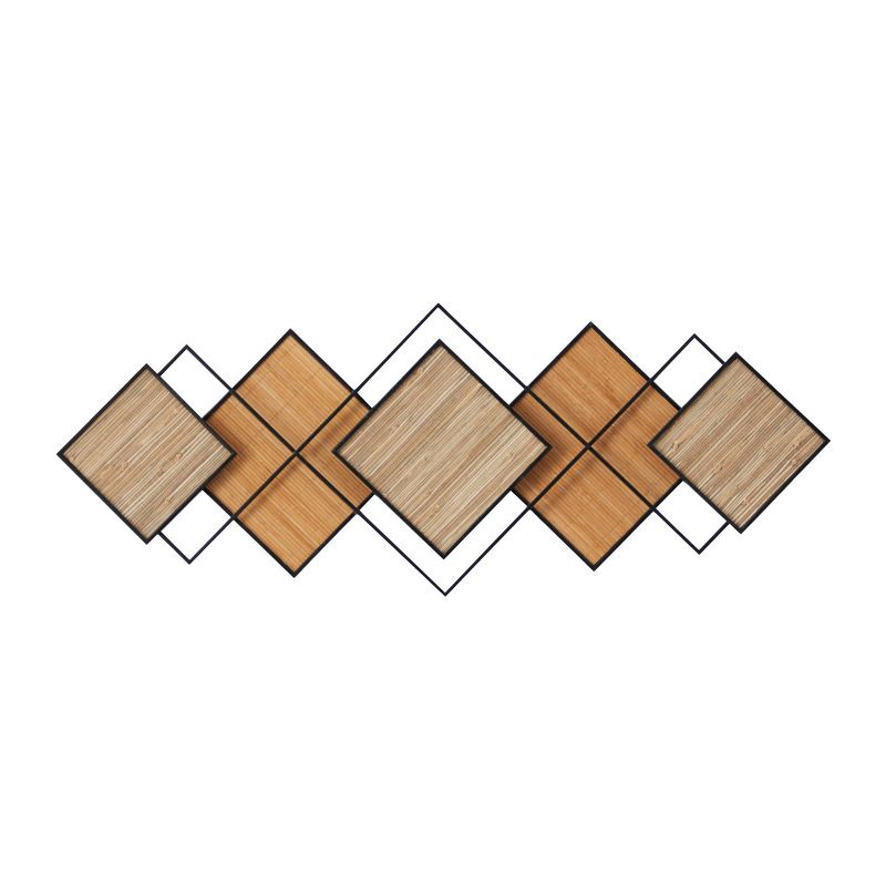 16&#34; x 43&#34; Bamboo Geometric Overlapping Diamond Wall Decor with Metal Wire Brown - Olivia &#38; May, 1 of 6