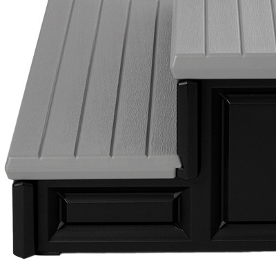 Gray and Black 36-Inch Weatherproof Polyethylene Spa Steps