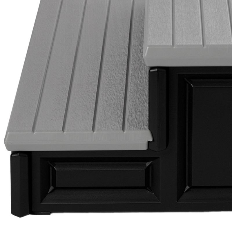 Confer Plastics Leisure Accents Deluxe Spa Steps, 36 Inch Wide Weatherproof Patio Deck Hot Tub Stairs Entry and Exit Step Stool, Gray and Black, 4 of 7