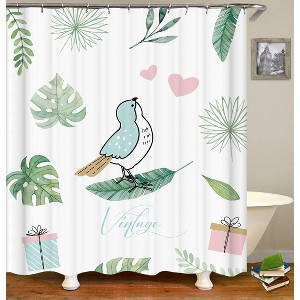 Cute Bird And Leaves Shower Curtains for Bathroom Waterproof Fabric Bath Curtain Durable Soft Stylish Bathroom Decor 72x72 Inch - 1 of 1