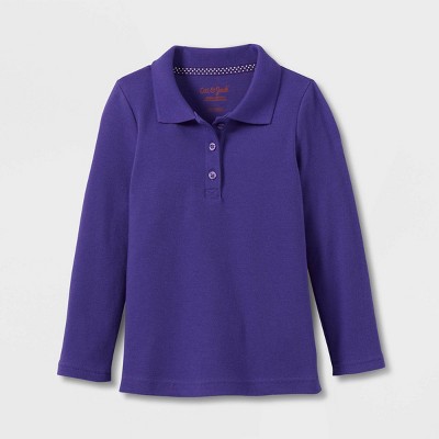 Toddler Girls' Long Sleeve Interlock Uniform Polo Shirt - Cat & Jack™ Purple