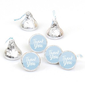 Big Dot of Happiness Dusty Blue Elegantly Simple - Guest Party Favors Round Candy Sticker Favors - Labels Fits Chocolate Candy (1 sheet of 108) - 1 of 4