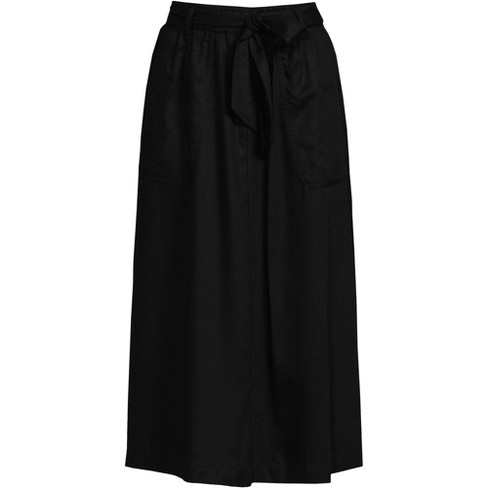 Lands' End Women's Tie Waist Midi Skirt made with TENCEL Fibers - Small -  Black