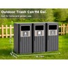 CAVINAS Triple Compartment Outdoor Trash Can, 3x80L Wood-Design Recycling Station with Weatherproof Lids, Black - 3 of 4