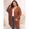 Womens Plus Size Cardigan Long Sleeves Mid Length Knit Sweater Open Front Casual Coat With Pockets - 3 of 4