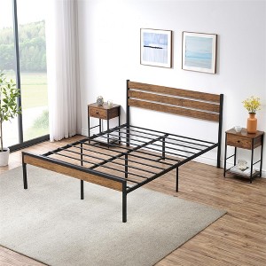 Queen Size Bed Frame with Wood Headboard, Platform Bed Frame Queen Size with Storage - 1 of 4