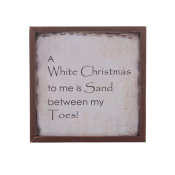 Beachcombers White Christmas Coastal Plaque Sign Wall Hanging Decor Decoration For The Beach 12 x 0.5 x 12 Inches.
