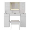 Karl Home Large Makeup Vanity Set with LED Mirror Cabinet, USB & Power Outlet,3 Drawers and 5 Doors - 2 of 4