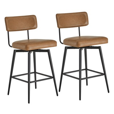 Spruce&Spring Counter Height Swivel Bar Stool Chairs Set of 2 with Metal Frame