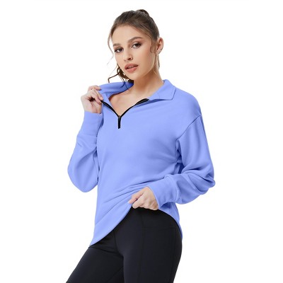 Womens Long Sleeves 1/4 Zip Pullover Golf Polo Shirts Sports Athletic Shirts