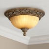 Kathy Ireland Sterling Estate Vintage Ceiling Light Flush Mount Fixture 14" Wide Golden Bronze 2-Light Champagne Glass Dome Shade for Bedroom Kitchen - 2 of 4