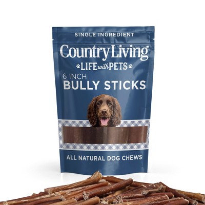 Country Living 6” Bully Sticks for Dogs – Standard – 10 Count Bag – All-Natural, Single-Ingredient, Long-Lasting Dog Chews