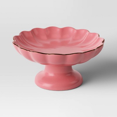 78oz Stoneware Pedestal Serving Bowl Pink - Threshold™