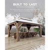 12'x16' Wood Gazebo for All Weather, Gazebo with Double Metal Roof, Heavy Duty Wooden Frame, Net, and Curtain - 2 of 4