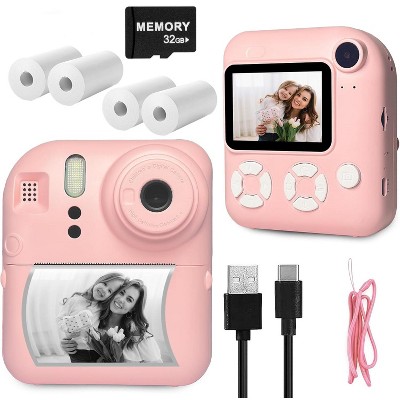 SUGIFT Kids Instant Print Camera with 32GB Card & 4 Rolls Paper, Dual-Lens 1080P Video Camera for Boys & Girls