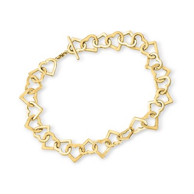 Ross-Simons 14kt Yellow Gold Heart-Link Bracelet