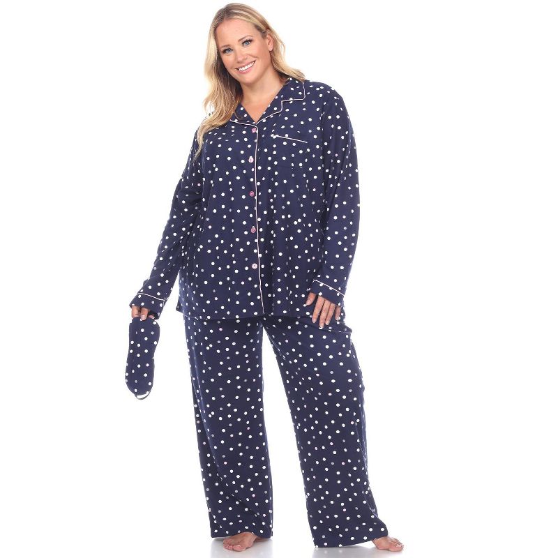 Women's Plus Size Three-Piece Pajama Set - White Mark, 1 of 4