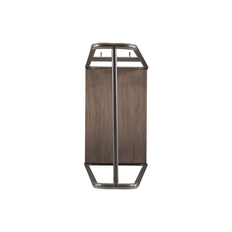 Roset Transitional 4 Hooks and a Shelf Tall Coat Rack Distressed Brown Finish and Pewter Metal - Linon, 6 of 11