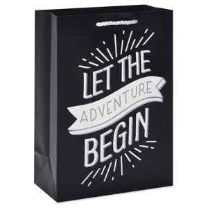 Medium Gift Bag 'Let the Adventure Begin' Black/Gray: American Greetings, Paper, Typography, Graduation, 10" x 7" x 4" - 1 of 4
