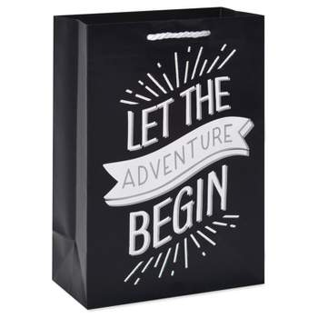 Medium Gift Bag 'Let the Adventure Begin' Black/Gray