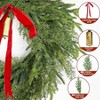 24 inch large wreaths front door thick outdoor with norfolk pine cypress branches gold cow bell red bow soft artificialxmas wreath home - 2 of 4
