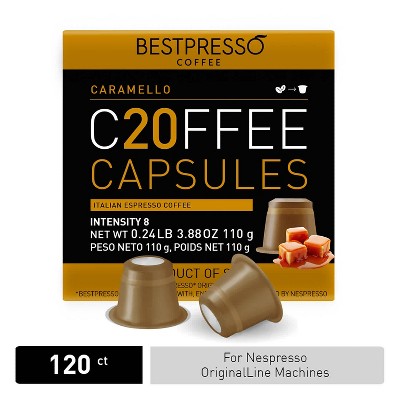 Bestpresso Coffee for Nespresso Original Machine 120 pods Certified Genuine Espresso Caramel Blend(Medium Intensity)