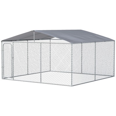 PawHut Large Outdoor Metal Dog Kennel with Roof