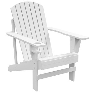 Oversized Adirondack Chair, Outdoor Fire Pit and Porch Seating, Classic Log Lounge w/ Built-in Cupholder - 1 of 4