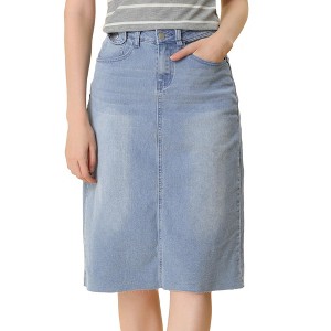 INSPIRE CHIC Women's Casual High Waist Back Slit Short Denim Skirts - 1 of 4