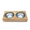 Country Living Elevated Wood Dog Feeder with 2 Stainless Steel Bowls – Solid Mango Wood with Foldable Legs - 2 of 4