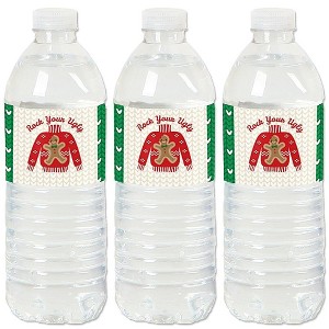 Big Dot of Happiness Ugly Sweater - Holiday and Christmas Party Water Bottle Sticker Labels - Set of 20 - 1 of 4