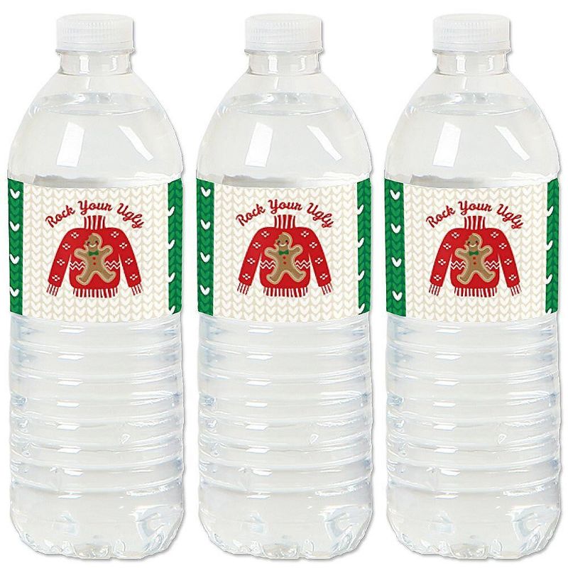 Big Dot of Happiness Ugly Sweater - Holiday and Christmas Party Water Bottle Sticker Labels - Set of 20, 1 of 7
