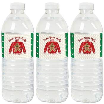 Big Dot of Happiness Ugly Sweater - Holiday and Christmas Party Water Bottle Sticker Labels - Set of 20