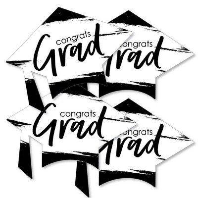 Big Dot of Happiness Black and White Grad - Best is Yet to Come - Grad Cap Decorations DIY Black and White Graduation Party Essentials - Set of 20