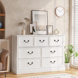 Farmhouse 7 Drawers Dresser for Bedroom, Wood Dresser Chest of Drawers Organizer Storage - 1 of 4
