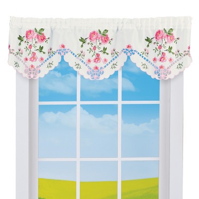 Collections Etc Lovely Embroidered Hummingbirds and Roses Window Valance