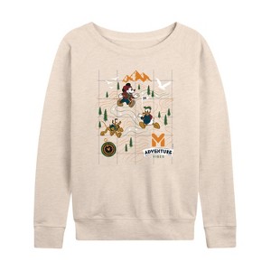 Women's - Disney - Adventure Map Lightweight French Terry Wide Neck Long Sleeve Shirt - 1 of 4