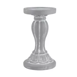 6.7" Decorative Cement Pillar Candle Holder - Stonebriar Collection