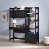Saracina Home 2pc Transitional Fluted Hutch Desk with Narrow Bookcase - 2 of 4