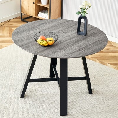 42" Modern Round Kitchen Table,Dining Table With Faux Marble Texture Tabletop And Stainless Steel Legs,MDF Dining Table-Cuddlewood