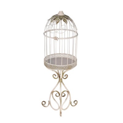 Vintage Birdcage Flower Basket with Stand - Rustic Metal Decorative Planter for Indoor & Outdoor Use