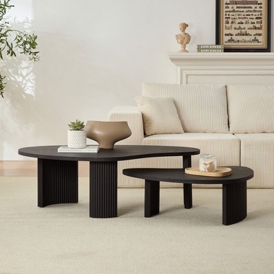 Nesting Coffee Table Set of 2 Cocktail Table Center Table Sofa Side Table Irregular Accent Table, Easy Assembly - ModernLuxe